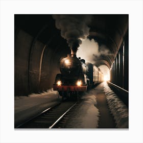 Steam Train In A Tunnel Created using Imagine AI Art Canvas Print