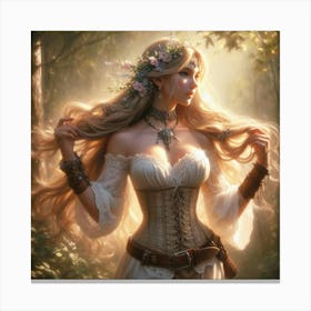 Beautiful Woman In The Woods Canvas Print