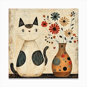 Cat With Flowers 21 Canvas Print