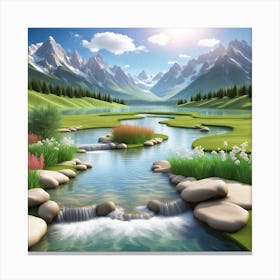 Landscape With A River Canvas Print