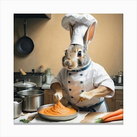 Rabbit Cooking Carrots Canvas Print