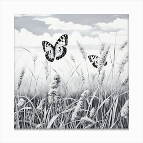 Butterflies In The Grass 2 Canvas Print