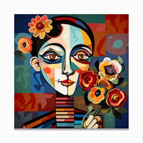 Woman With Flowers 6 Canvas Print