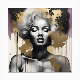 African Goddess Marilyn Monroe inspired Gold and watercolor splatter 2 Canvas Print
