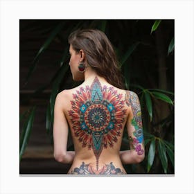 Back View Of A Woman With Tattoos 3 Canvas Print