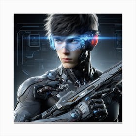 Futuristic Man Holding A Gun 2 Canvas Print