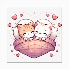 Valentine's Day Lovely Cat Couple 12 Canvas Print