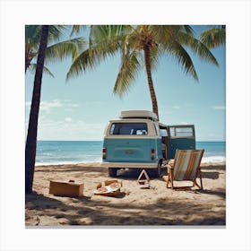 Vw Camper Van On The Beach Stampe su tela