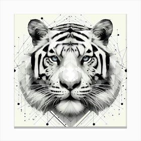 White Tiger Head - Abstract Line Art Illustration 185 Canvas Print