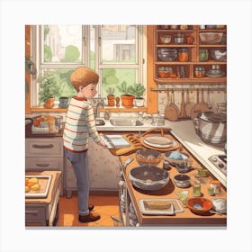 Boy In The Kitchen Canvas Print