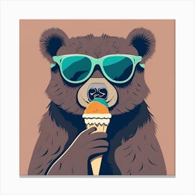 Bear Eating Ice Cream Canvas Print