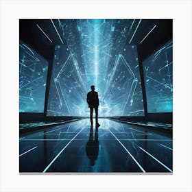 Futuristic Man In A Futuristic Building Canvas Print