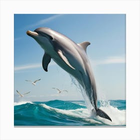 Dolphin Jumping Out Of The Water 1 Canvas Print