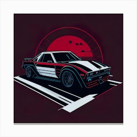 Car Red Artwork Of Graphic Design Flat (290) Canvas Print