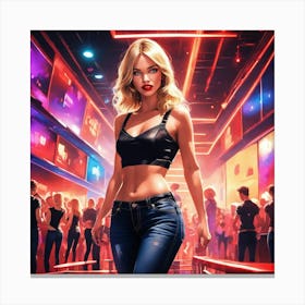 Girl In A Club Canvas Print