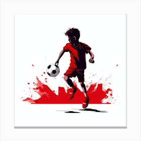 Soccer Player Kicking A Ball Canvas Print