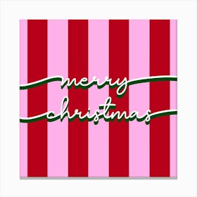 Merry Christmas Holiday Candy Stripes Canvas Print