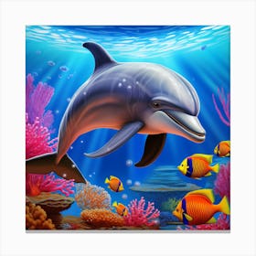 Dolphin Among the Corals Canvas Print