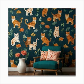 Orange Cats Wallpaper Canvas Print