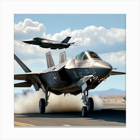 F35 Fighter Jet In A Dog Fight (7) Canvas Print