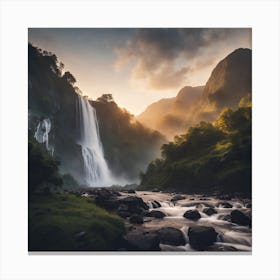 Waterfall At Sunrise 2 Canvas Print