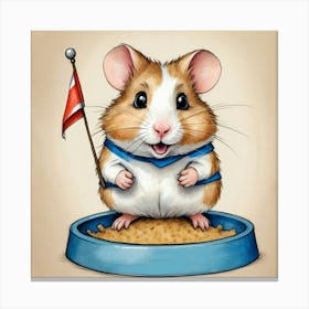 Hamster With Flag Canvas Print