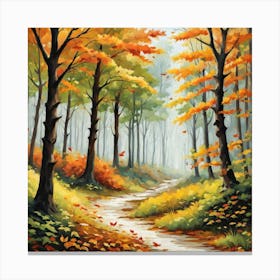 Forest In Autumn In Minimalist Style Square Composition 121 Canvas Print