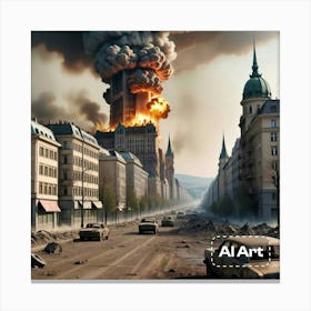 City In Flames Canvas Print