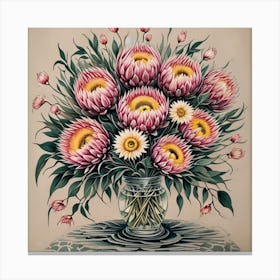 Proteas In A Vase Canvas Print