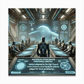 A Detailed Futuristic Scene Showing Commanders Wit Converted Canvas Print