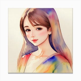 Beautiful Girl portrait water colour Canvas Print