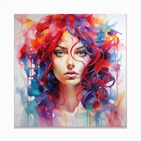 Woman With Colorful Hair 12 Canvas Print
