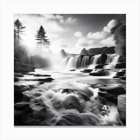 Black And White Waterfall Canvas Print