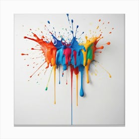 Color Paint Splash On White Colored Wall 4176924904 Canvas Print