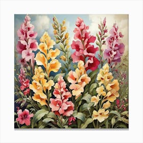 Flower Motif Painting Snapdragon Art Print 1 Canvas Print