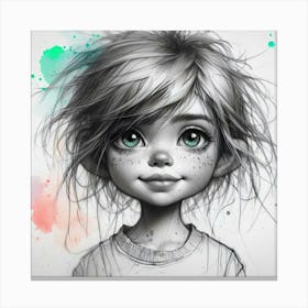 Little Girl With Green Eyes 1 Canvas Print