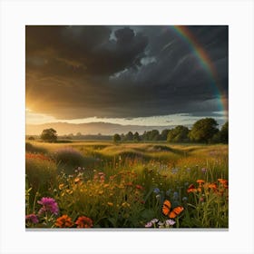 Rainbow In The Meadow Canvas Print