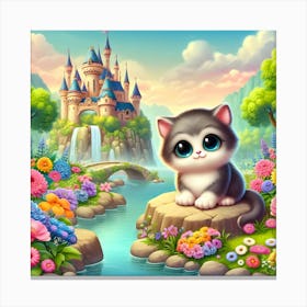 Cute Kitten In A Castle Canvas Print