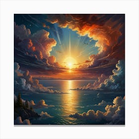 Sunset Over The Ocean 13 Canvas Print