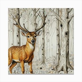 Deer In The Woods 93 Canvas Print