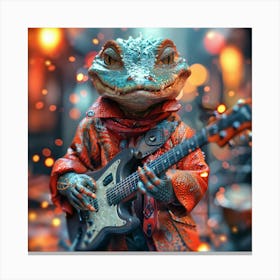 Lizard With Guitar Canvas Print