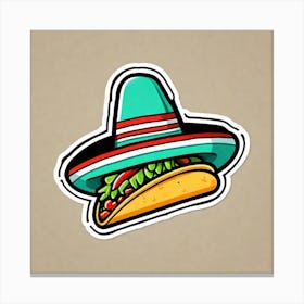 Mexican Taco With Mexican Sombrero Sticker 2d Cute Fantasy Dreamy Vector Illustration 2d Flat (41) Canvas Print