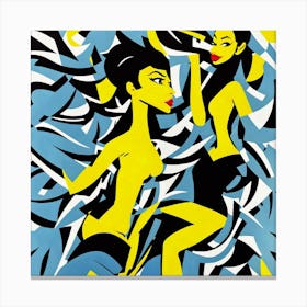 Two Women In Yellow And Black Canvas Print