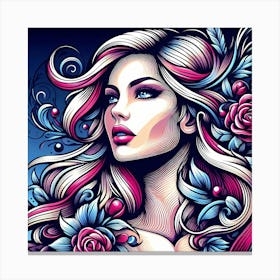 Girl With Roses 3 Canvas Print