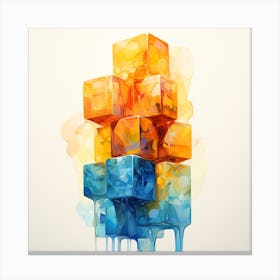 Abstract Watercolor Cubes Canvas Print
