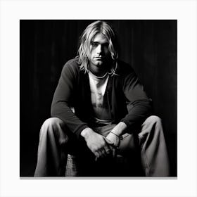 Black And White Photograph Of Kurt Cobain Canvas Print