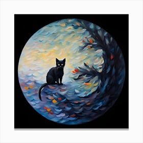 Cat In The Moonlight Canvas Print