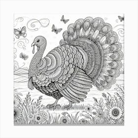 Line Art turkey 3 Canvas Print