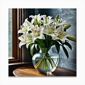 White Lilies In A Vase Canvas Print