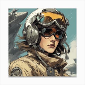 A Badass Anthropomorphic Fighter Pilot Lion, Extremely Low Angle, Atompunk, 50s Fashion Style, Intri Canvas Print